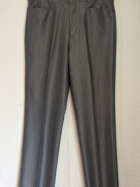 PALOMERA Mens Grey Shiny Pinstripe Dress Pants NWT 46/38
